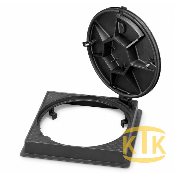 Döküm Yuvarlak Kare Çerçeveli Rögar Kapağı Takımı Ø600 mm (DKT.600-D6) D400