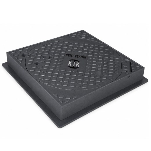 Döküm Yuvarlak Kare Çerçeveli Rögar Kapağı Takımı Ø600 mm (DKT.600-C5) C250 - Döküm Rögar Kapakları - Kompozit Rögar