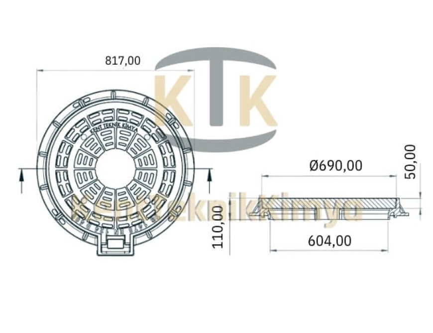 A15 Kompozit Rögar Kapağı 600mm Menteşeli - MYA