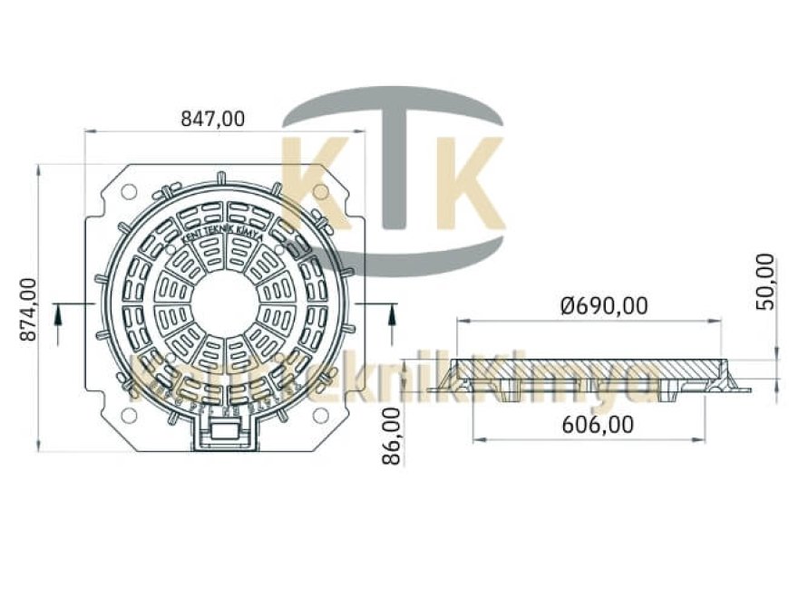A15 Kompozit Rögar Kapağı 600mm Menteşeli - MKA